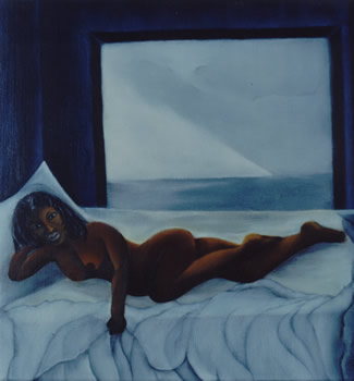 Vrouw op bed (Mujer sobre la cama)